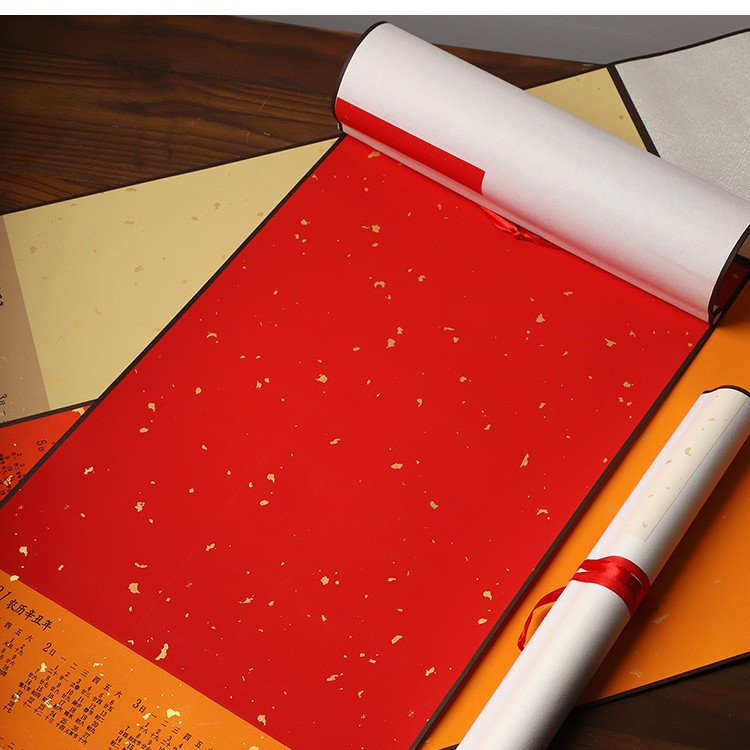 空白宣纸卷轴雕版印刷术日历书法法国画创作用万年红万年红宣纸