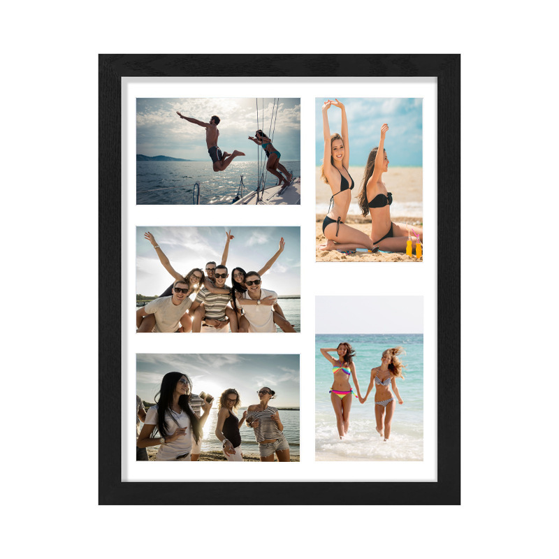 Cross-Border Amazon Multi-Grid Couple DIY Photo Frame Puzzle with 5 Photos, Wall Hanging and Tabletop Commemorative Photo Frame