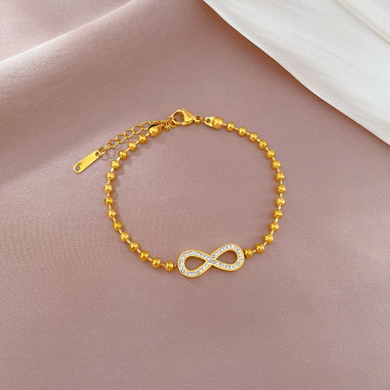 Daily Occasion 304 Stainless Steel Material PVD Coated Real Gold Plated Infinity Titanium Steel Sweet Waterproof Non Tarnish Bracelets