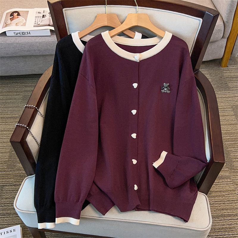 200/ 150kg Plus size women's clothing for plus-size ladies, bust size 150/160, loose cardigan knit 175kg -8023