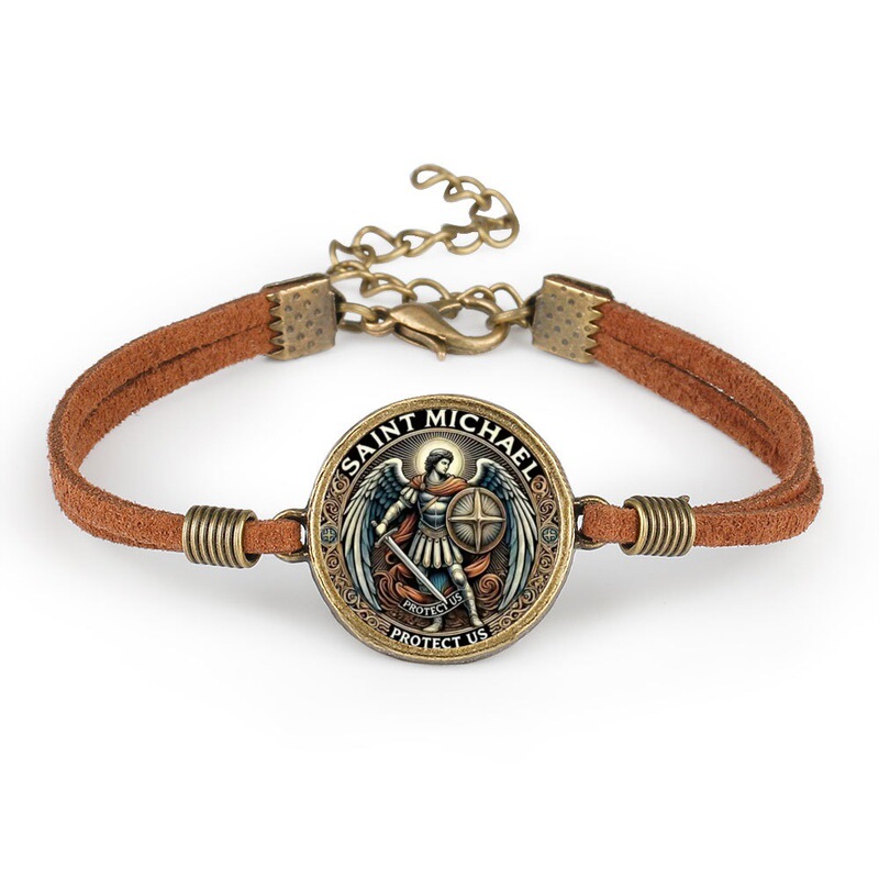Cross-Border Hot-Selling Retro Guardian Angel Series Patterned Brown Velvet Rope Bracelet, Direct Sales from the Manufacturer Cross-Border Hot-Selling Retro Guardian Angel Series Patterned Brown Velvet Rope Bracelet, Direct Sales from the Manufacturer