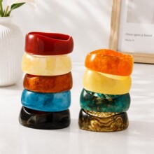 跨境不规则树脂手镯小众设计欧美夸张中古饰品高级宽镯子手饰批发