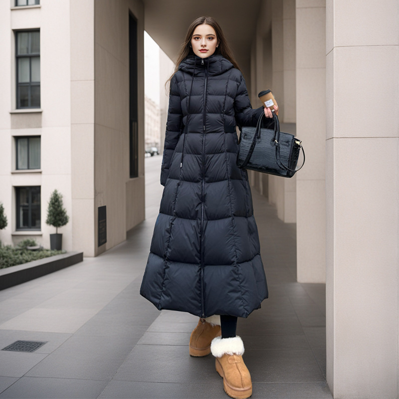 plus size Down Jacket Women's New Winter Tight Waist Slimming Elegant Slim-fit Lined Thick Warm White Duck Down Jacket