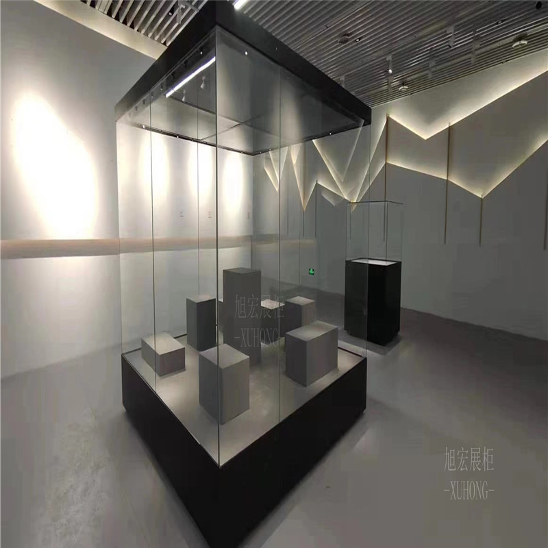 【品质款]博物馆展示柜 可升降玻璃珠宝展柜烤漆博物馆展示台地台