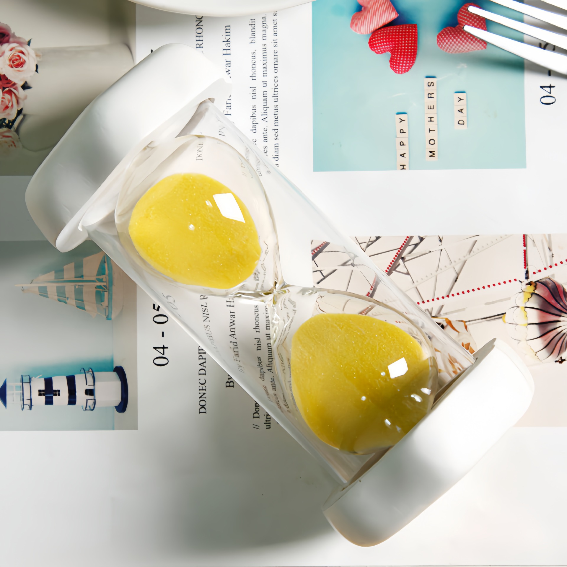 Decoración de mesa creativa de plástico anti-caída relojes de arena temporizador para niños 10 / 20 / 30 minutos media hora para comer y aprender