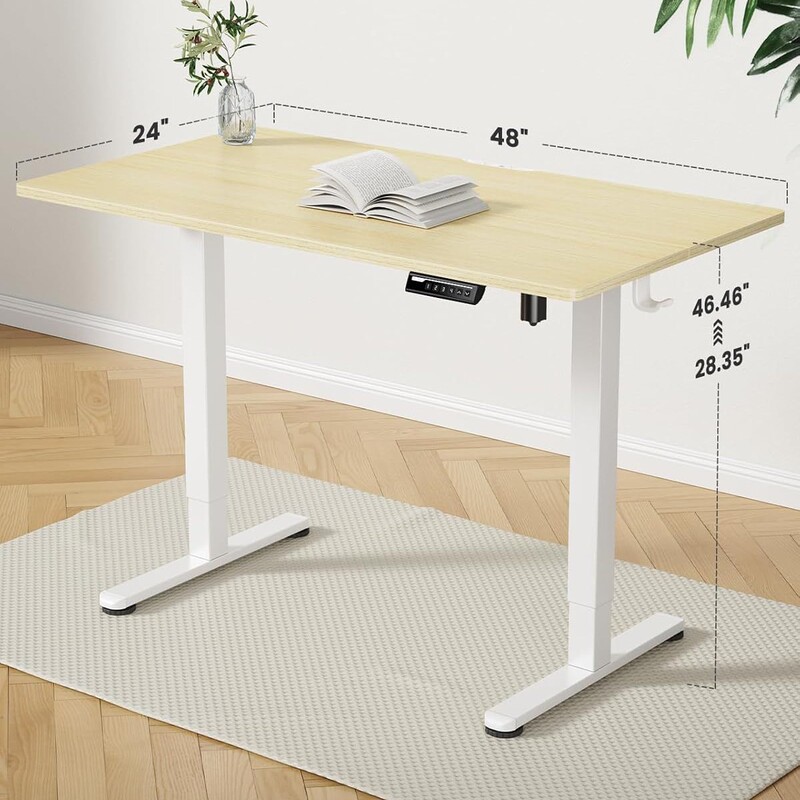 Height Adjustable Electric Lift Standing Desk 48 X 24inch Sit-Stand Desk Computer Desk Multiple Colors