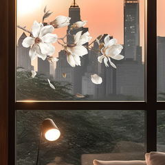 梵汐fun-g8外貿熱銷白色花朵玻璃窗貼美化裝飾牆貼紙自粘批發