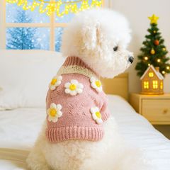 子犬犬服秋冬服博美花セーターテディ比熊法斗人形子犬小型犬厚金