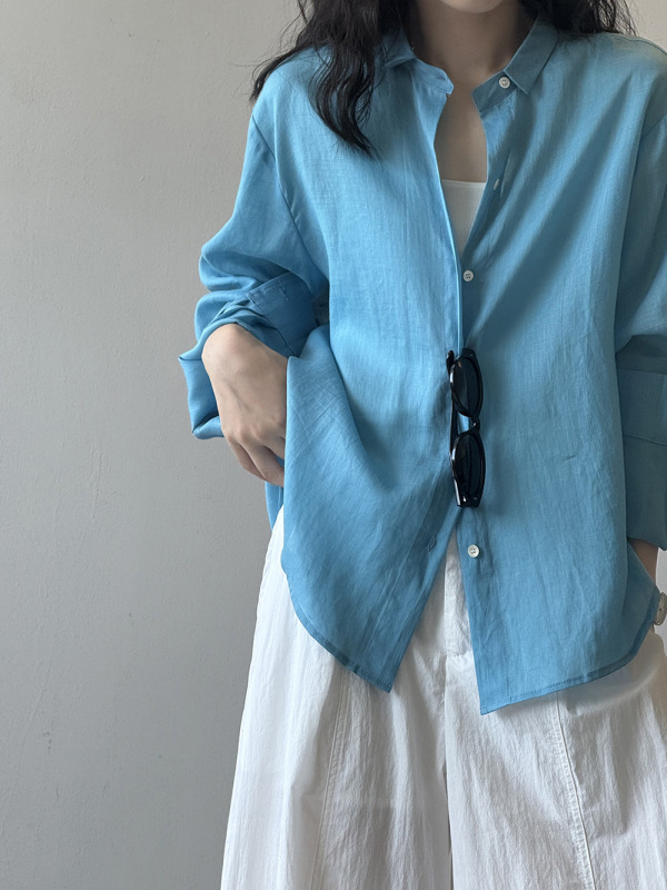 Yanshuang テンセルラミーラペル日焼け止めシャツ女性の夏の気質ルーズスリム長袖トップ 82525|undefined