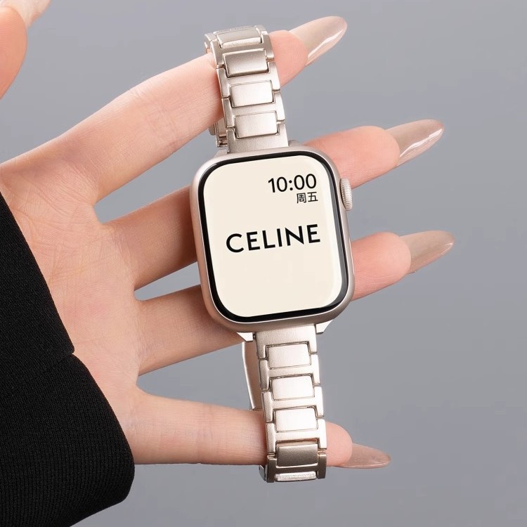 Suitable for Apple Applewatch Watch Strap with Metal Blue Balloon Foldableing Buckle Iwatch11/10 Women's Watch Strap