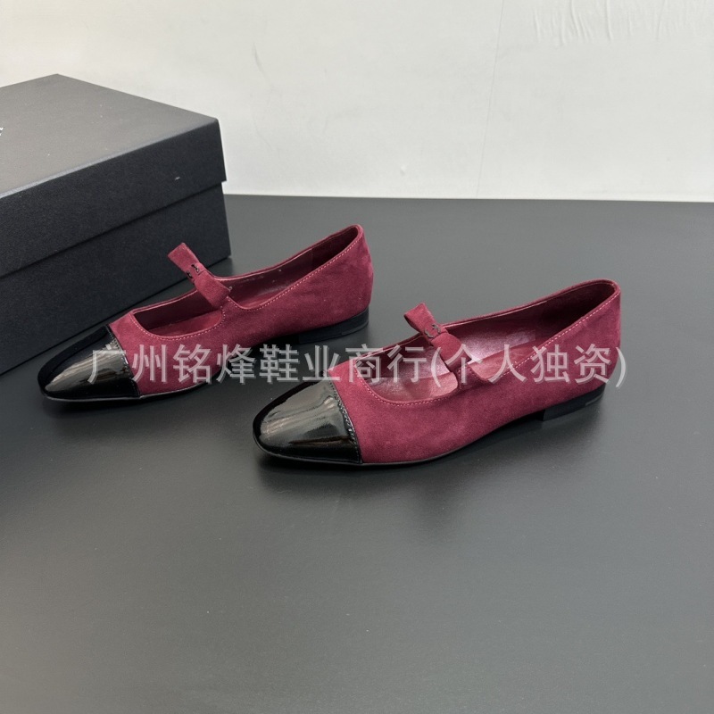 对版2025新款小香风拼色蝴蝶结皮带扣单鞋真皮平底仙女网红玛丽珍|undefined