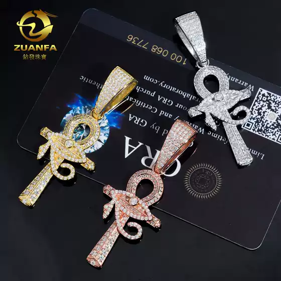 Cross border new 925 silver inlaid moissanite cross hip-hop pendant, European and American personality trend men's and women's necklace accessories