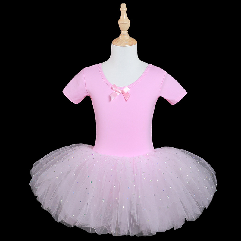 Ropa de baile para niños, ropa de práctica para niñas, ropa de actuación de baile de manga corta de verano, falda de tutú de baile chino