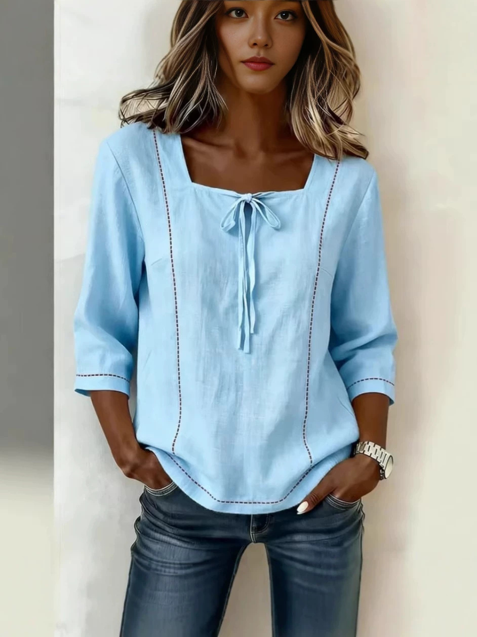 Transfronterizo 2026 estación independiente Amazon verano relajado casual explosión impresa correa cuello cuadrado camisa de manga media de mujer