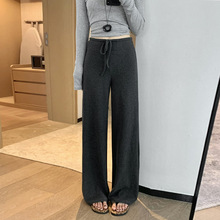 深灰色阔腿裤女秋冬2025新款高腰显瘦宽松垂感直筒休闲运动卫裤
