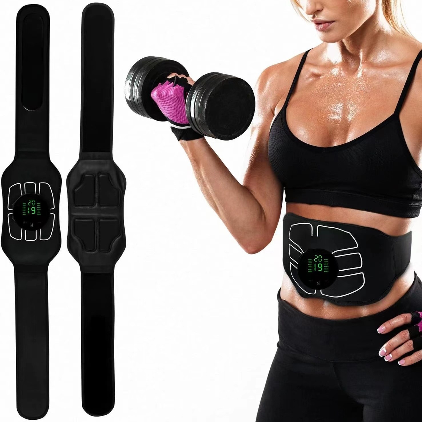 화이트 실크 프린트 가죽 벨트