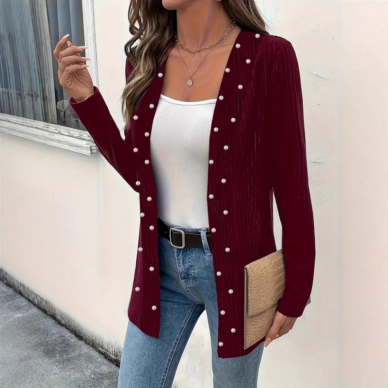European and American Cross-Border Foreign Trade Women's Clothing, Elegant and Fashionable, Suitable for Commuting, with Heavy Beading, Knitted Coat, Cape, Jacket, Versatile