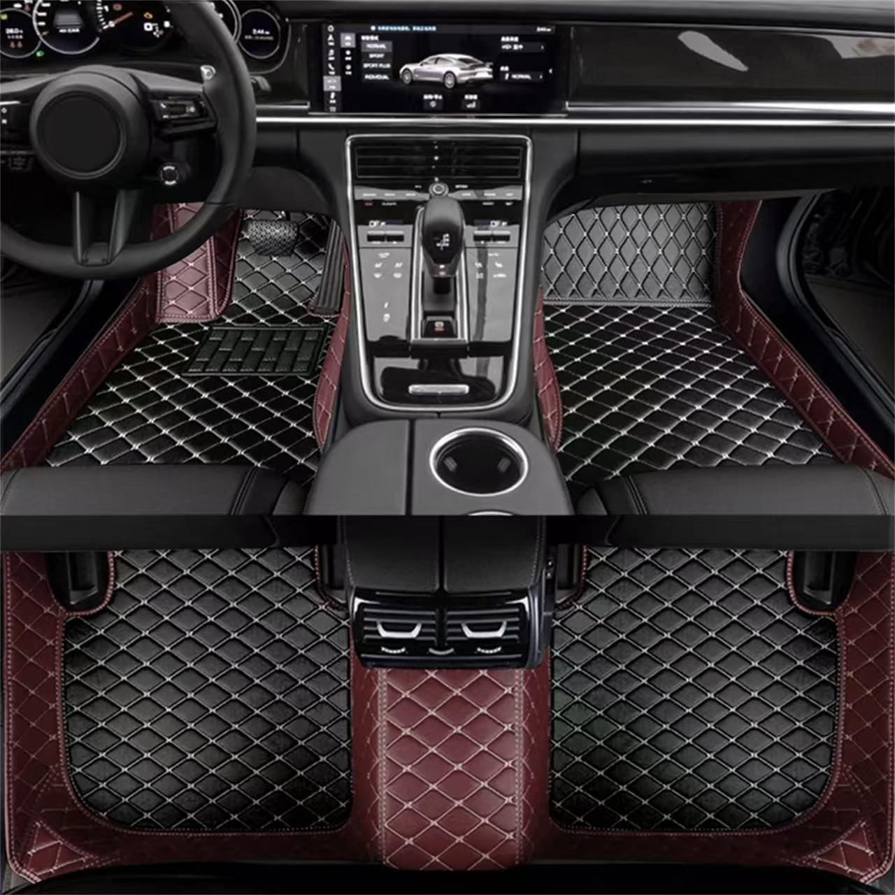 Cross-Border Amazon Color-Blocked Car Floor Mats, Fully Surrounded Car Floor Mats, Suitable for Tesla Anti-Slip