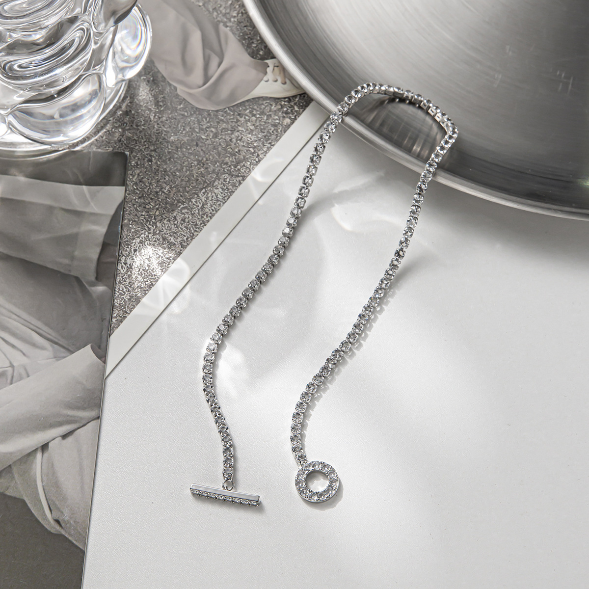 Fashion Geometric Copper Inlay Zircon Necklace 1 Piece