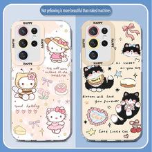 适用三星M11手机壳A25蝴蝶结S20凯蒂猫S21Plus小黑猫Ultra天使眼