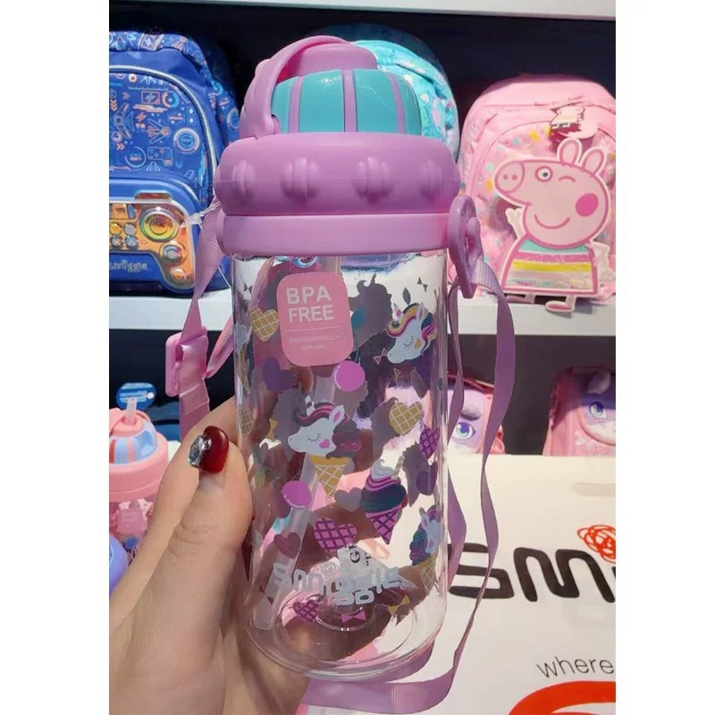 Australian smiggle taza de agua pajita plástico para niños estudiantes ligero y transparente taza de mano botella de agua de alto valor