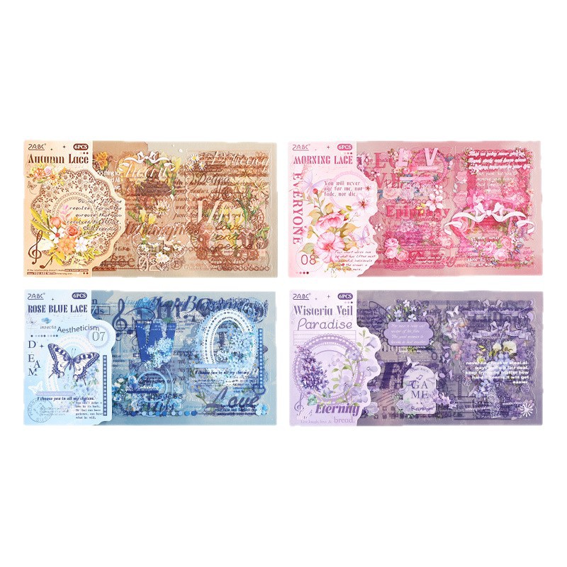 Filamento de seda aromático PET troquel cortado pegatinas planas retro flores creativas cuentas de mano diy fondo material base pegatinas decorativas