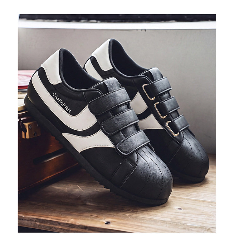 Giày sneaker nam mũi tròn khóa dán kiểu Đức huấn luyện, đế bằng gót thấp 1–3 cm, phối màu trơn — A2862 màu trắng, A2862 màu vàng, A2862 màu đen chi tiết 21