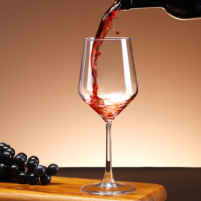 Taza de vino en forma de V gran taza de vino de cristal de borgoña gruesa gran taza de vino de vino de lujo ligera taza de pie alto