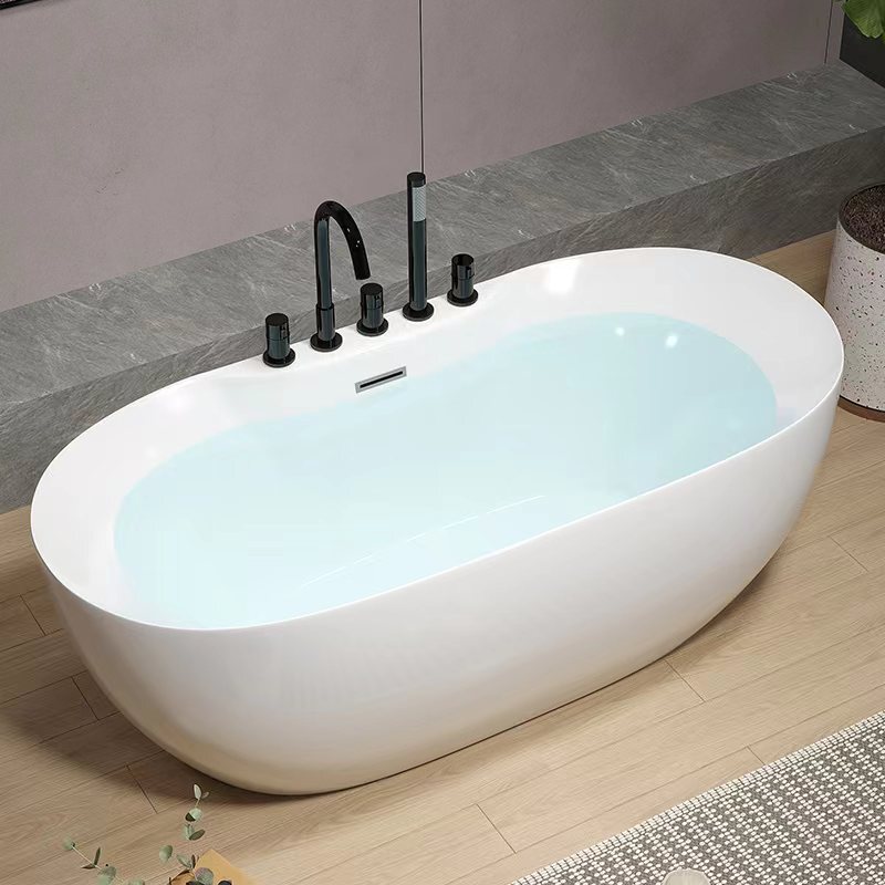 Household Bathtub Acrylic Integrated Oval Vertical Adult Hotel B&B Double-Layer Insulated Bathtub Bathtub