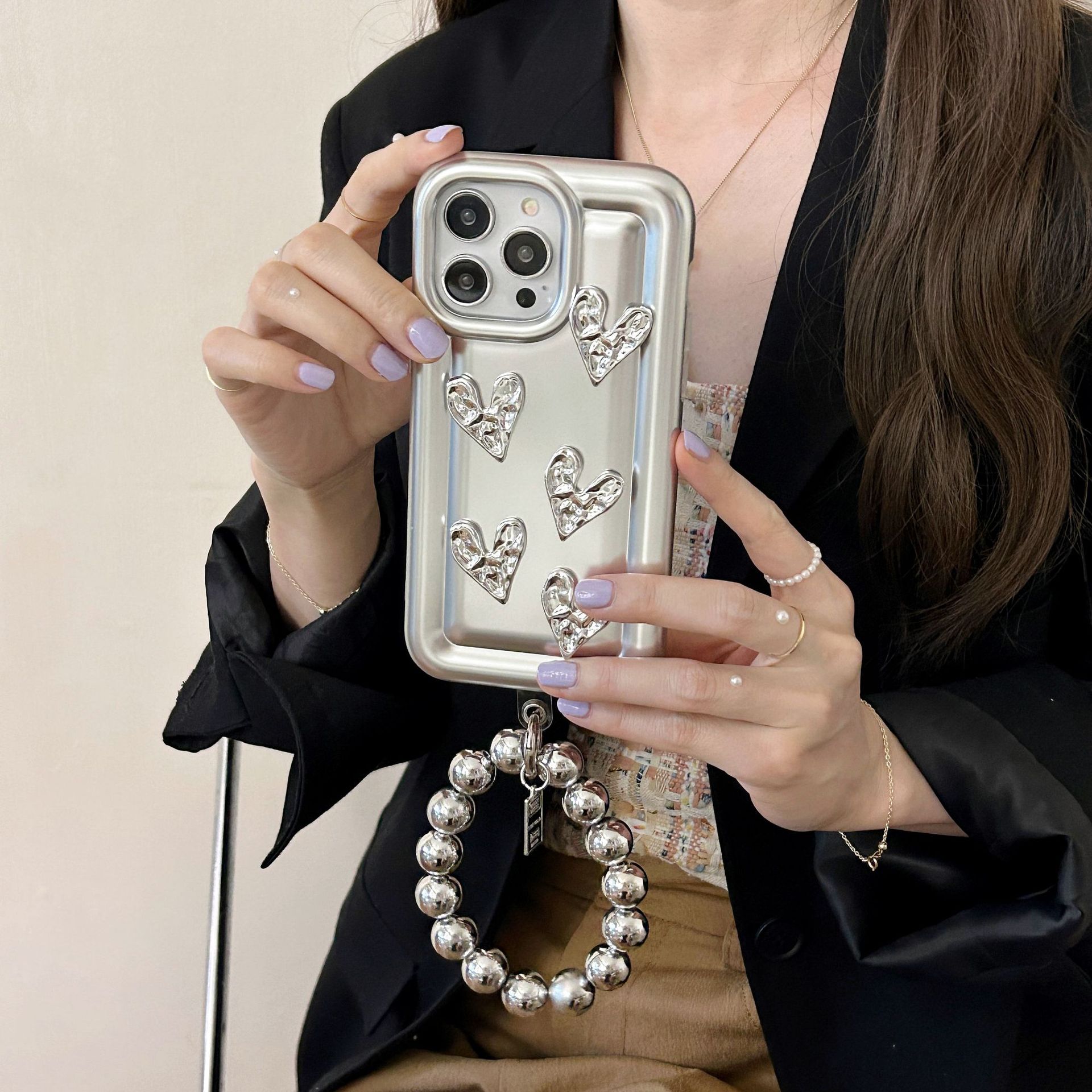 Simple Style Heart Shape Solid Color Glass   Phone Cases display picture 4