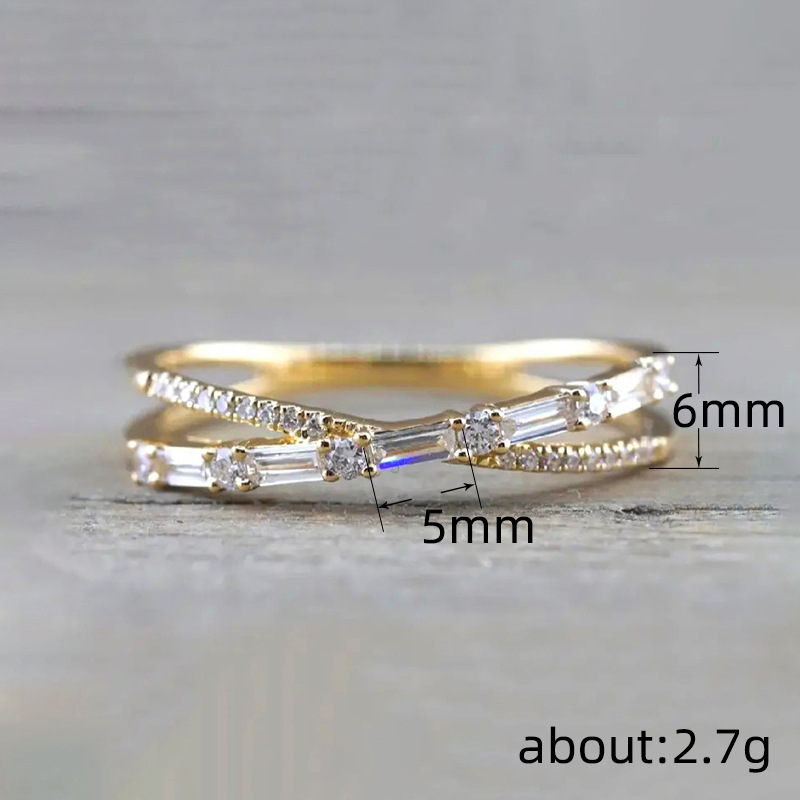 5g Weight Copper Inlay Geometric Zircon Rings