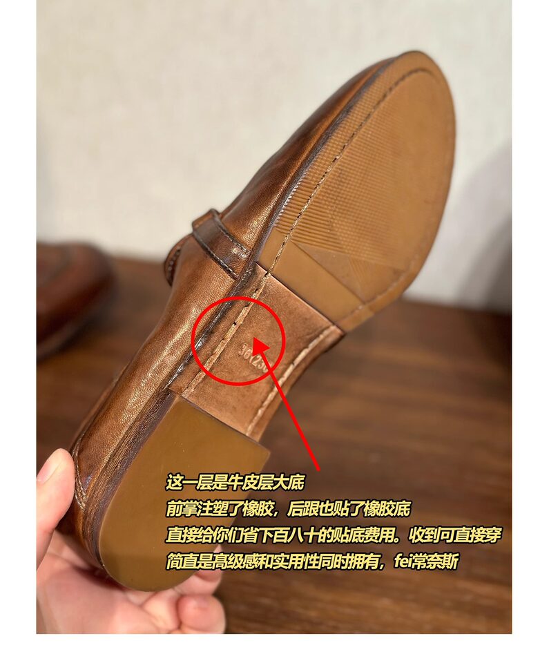 Giày lười nữ da bò khóa kim loại phong cách Anh, mũi tròn, gót thấp 1–3 cm — màu nâu, màu đen chi tiết 14