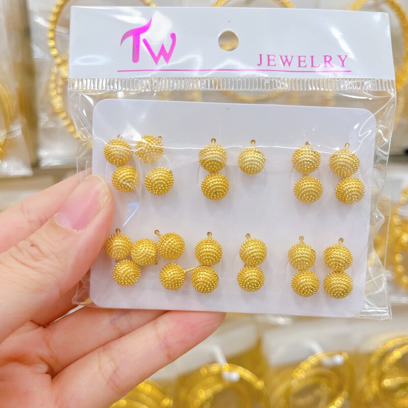 跨境耳饰仿黄金耳钉铜镀金花朵蝴蝶圆珠珠耳环饰品时尚甜美精美|undefined