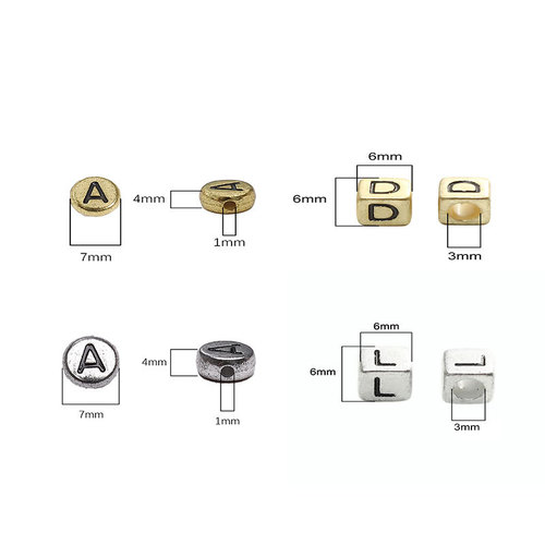 Acrylic English letter beads square beads flat beads round beads handmade DIY jewelry accessories spacer beads for bracelets and necklaces