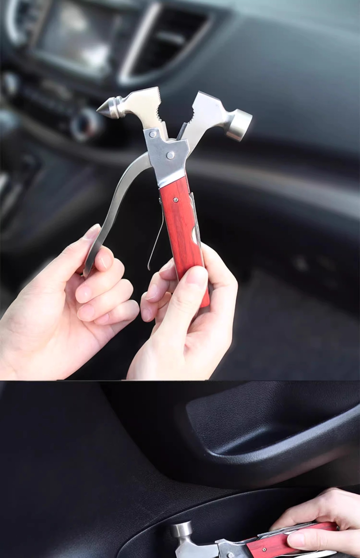 Car multi-function cone safety hammer car escape tool axe hammer mini safety rescue window breaking hammer