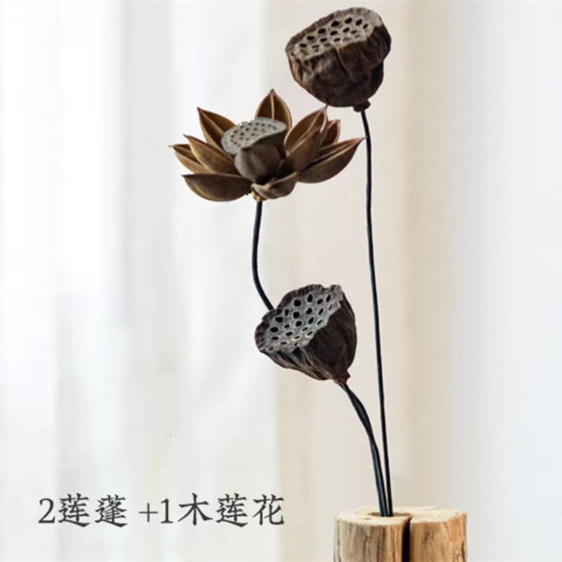 复古自然枯木实木禅意干花真花莲蓬干花荷花风干装饰中式摆件客SD|undefined