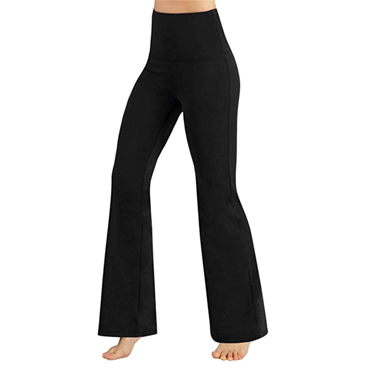 Pantaloni da yoga casual, alla moda, dimagranti, nuovi, a vita alta, elastici, tinta unita, a gamba larga_voghion.com