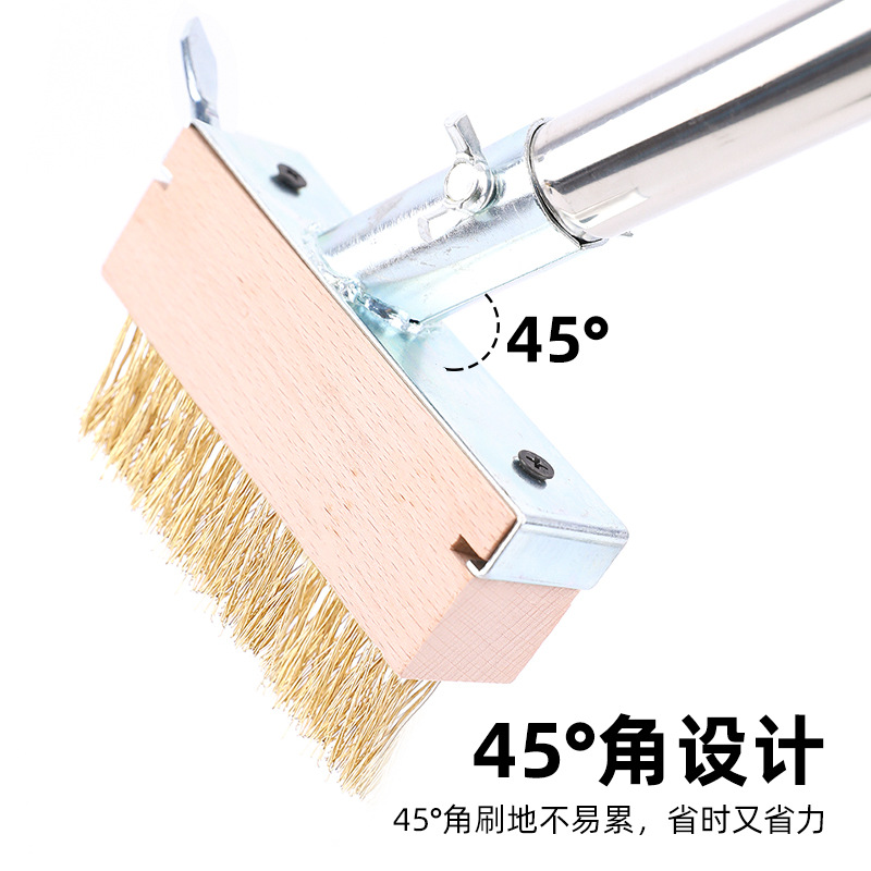 Cepillo de deshierbe alargado al por mayor Cepillo de piso de alambre de acero de jardín de 13cm Cepillo de costura de piso de alambre chapado de cobre con mango de acero inoxidable transfronterizo