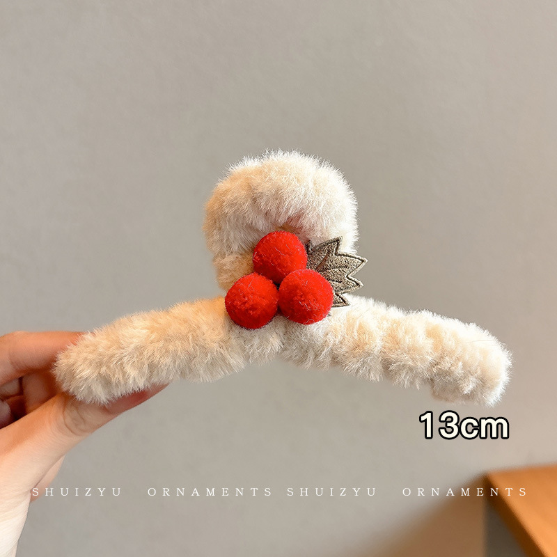 Otoño y invierno curry clip de agarre de cabeza grande clip de cabello tocado clip de tiburón 2025 nuevo peludo de gama alta agarre de cabello