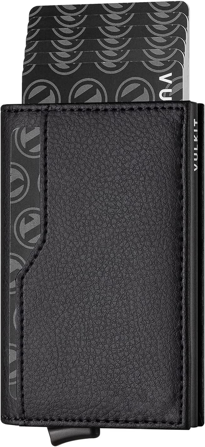 Titular de la tarjeta de metal 100% cuero genuino Comercio exterior hombres RFID antirrobo cepillo europeo y americano Amazon metal aleación de aluminio titular de la tarjeta