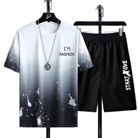 Chaolun cloth quick-drying two-piece men's casual sportswear suit men's summer thin cross-border hot sports suit
