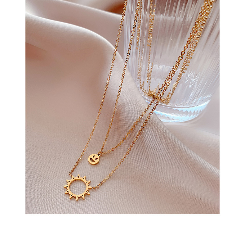 Fashion Style PVD Coated Real Gold Plated Geometric Titanium Steel Fashion Waterproof Non Tarnish Necklace
