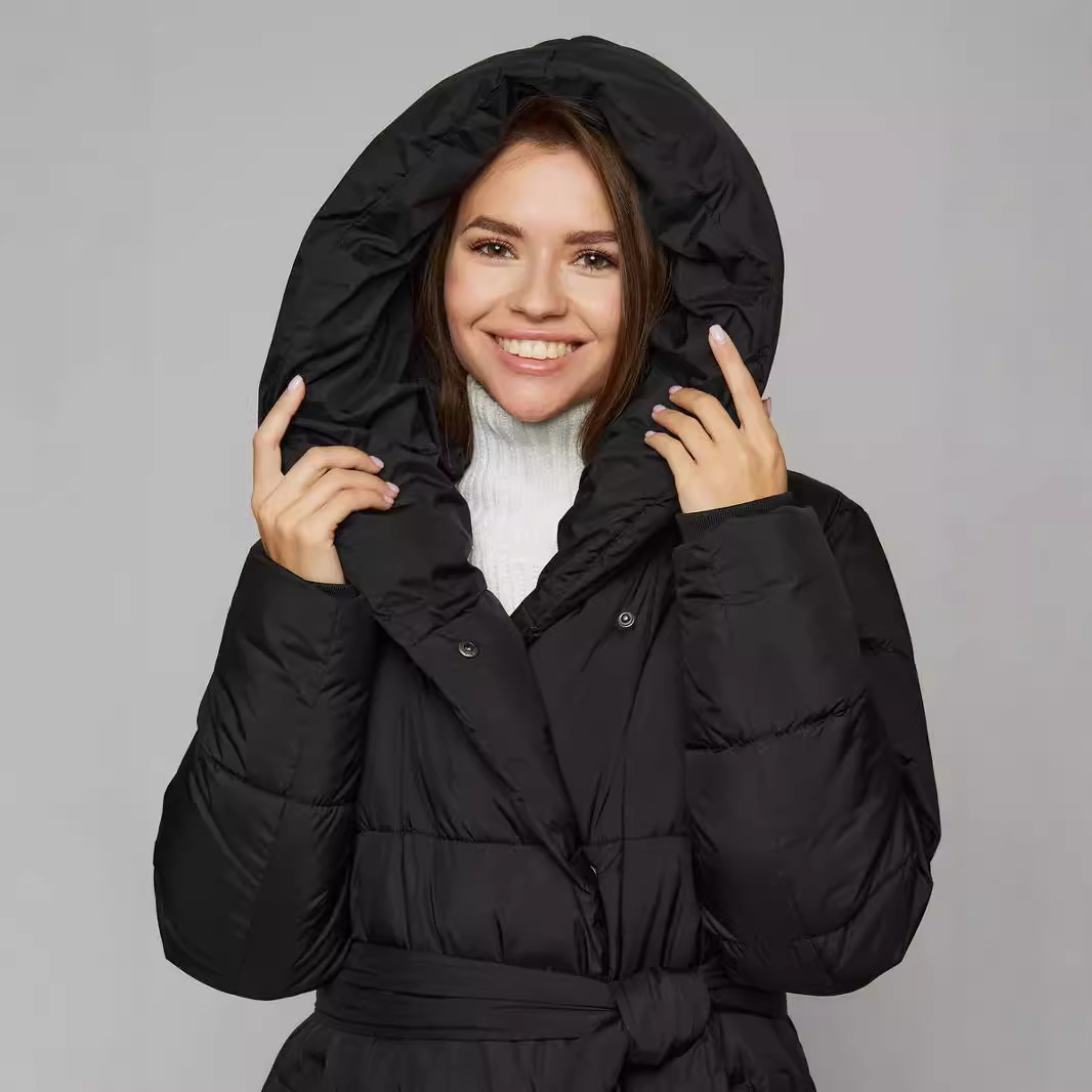Vêtements pour femmes Veste d'hiver Veste en coton pour femmes Veste longue en coton rembourrée pour femmes Veste chaude à fermeture éclair_voghion.com