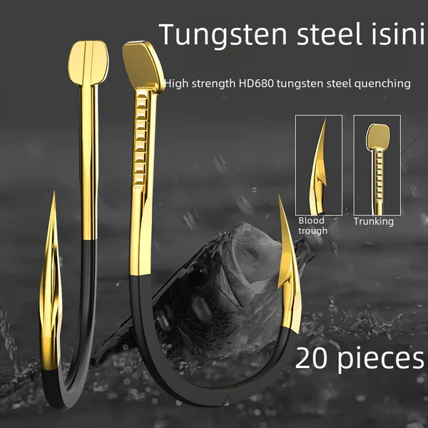 Tungsten Steel Thickened and Hardened Iseni Izu Fish Hook New Violent Black Pit Barbed Fishing Hook Carp Hook