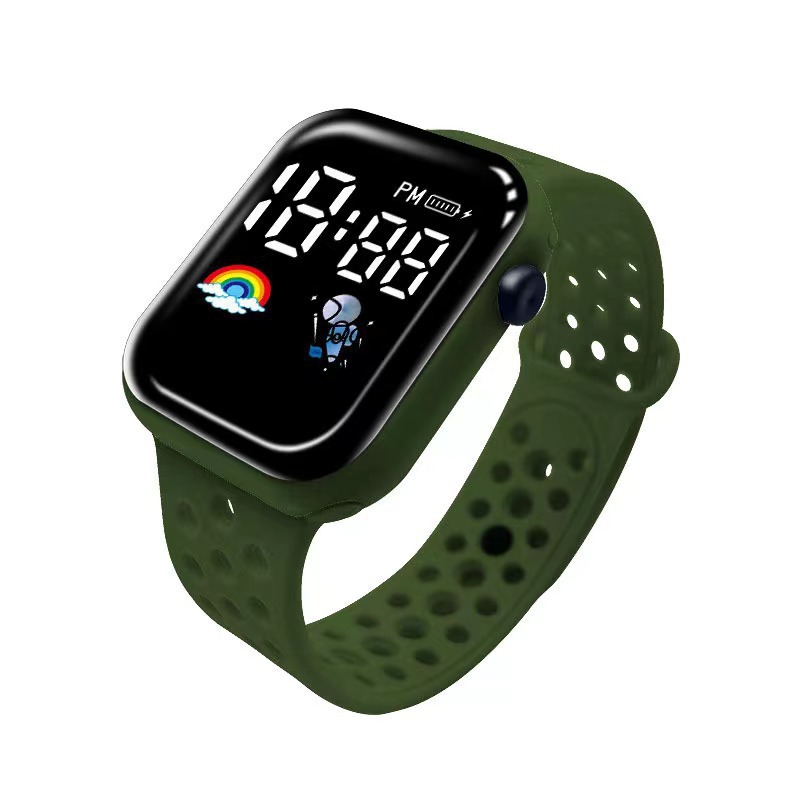 New LED electronic watch C1-7 rainbow spaceman Square  Sport Student children LED electronic watch_voghion.com