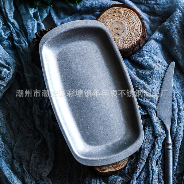 Retro design creative dinner plate stainless steel