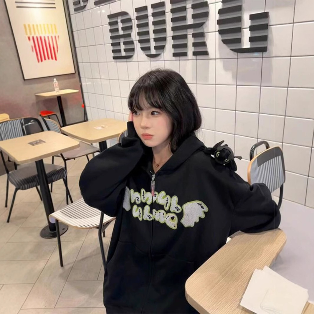 3 차원 치과없는 귀여운 후드 카디건 스웨터 여성의 봄 가을과 겨울 디자인 센스 칼리지 캐주얼 올 매치 재킷