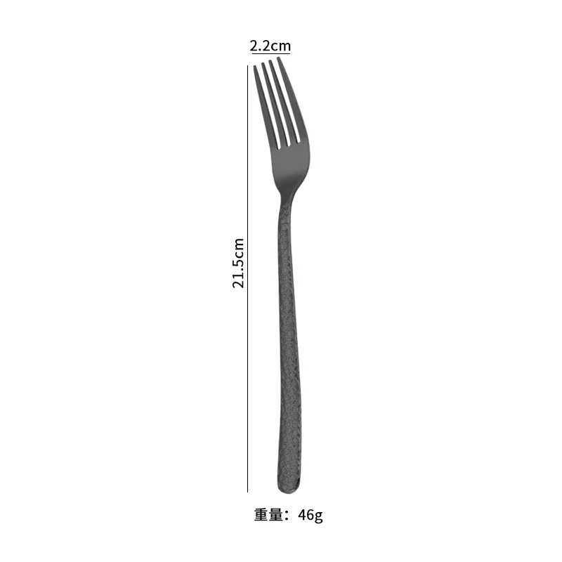 Nuevo estilo transfronterizo vajilla de acero inoxidable Cuchillo, tenedor y cuchara de comida occidental Cuchillo y tenedor de patrón de martillo de luz de luna Cuchillo y tenedor de restaurante occidental de hotel Cuchillo y cuchara de postre