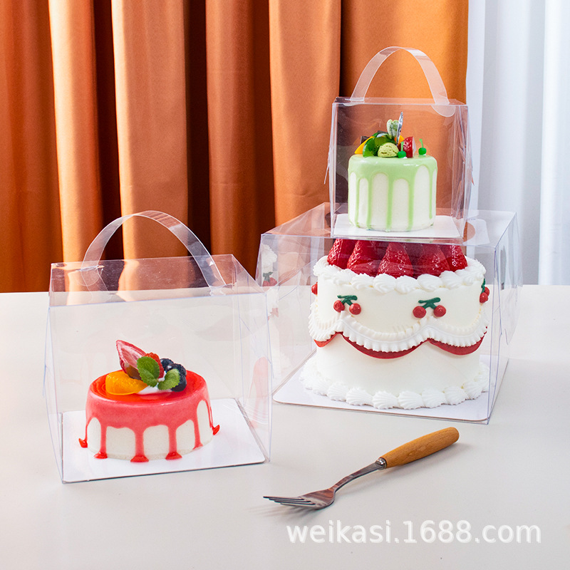 4 pulgadas mousse de cumpleaños transparente portátil de 4 pulgadas caja de pastel de 5 pulgadas 8 pulgadas caja de pastel de 6 pulgadas caja de pastel de palomitas de maíz