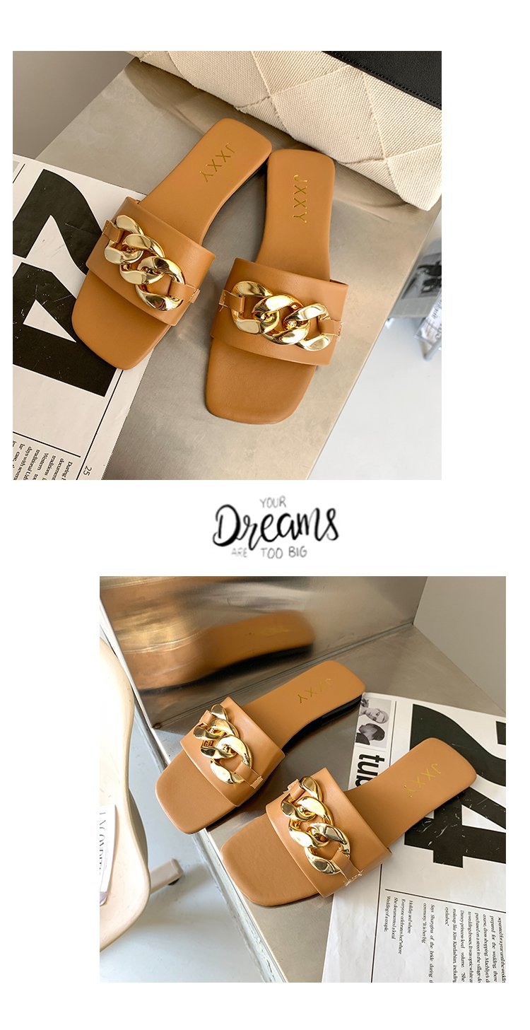 2023 Summer New Women's Slippers Square Toe Flip-flops Flat Bottom Soft bottom large size 42 foreign trade foreign wear women's slippers_voghion.com